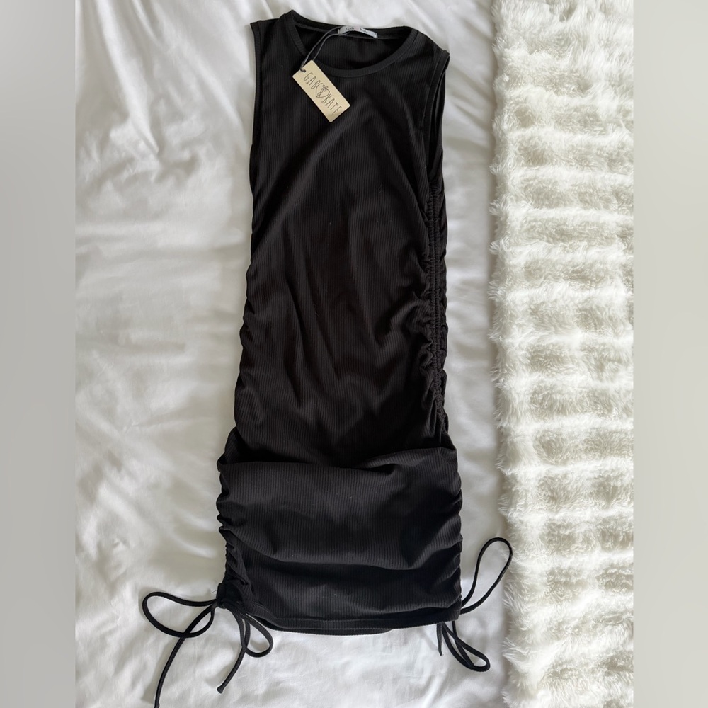 Black Ruched Mini Dress